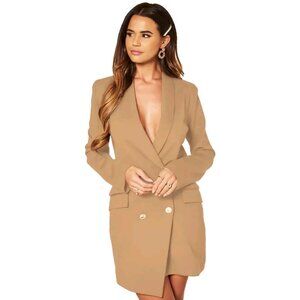 Unique21 Women L 10-12 Elegant Lt Brown Blazer Dress Party Cocktail Office Siren